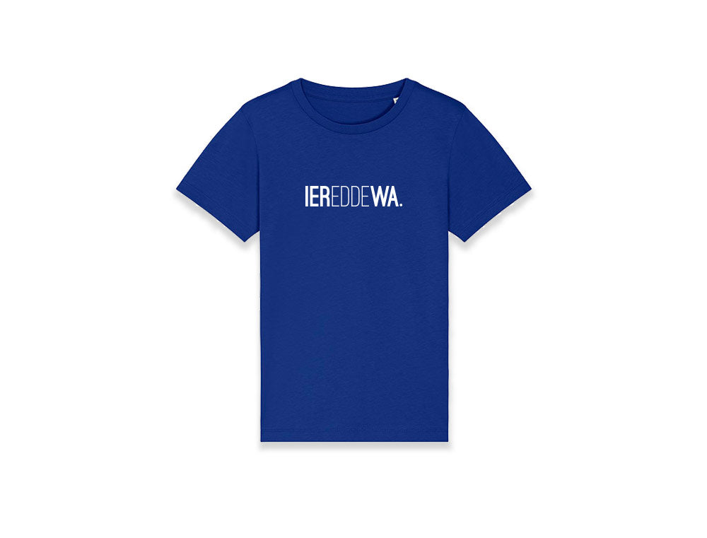 Blauwe T-shirt met opdruk IEREDDEWA.
