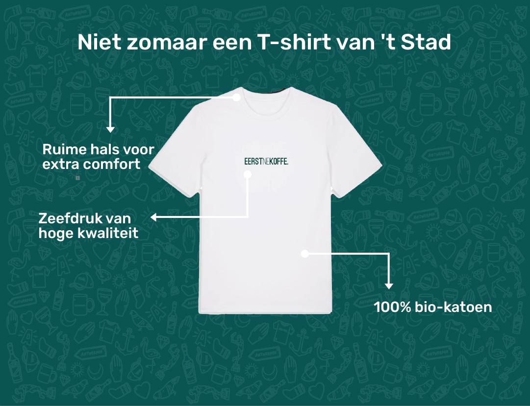 USP card EERSTNEKOFFE T-shirt voor volwassenen van KLEIR.