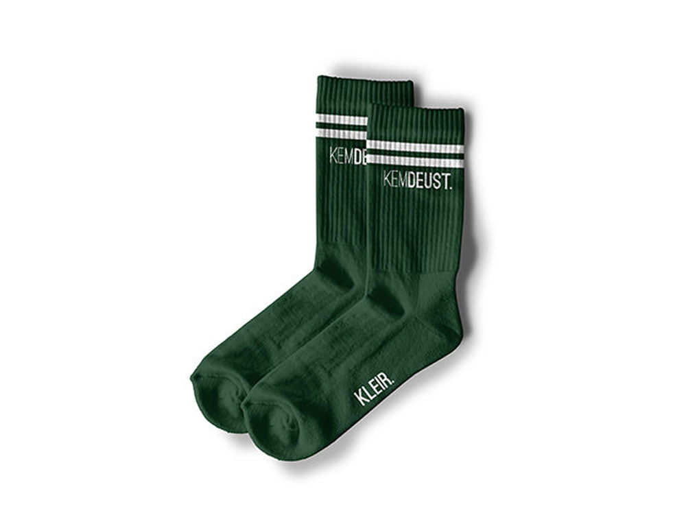 Groene sokken met opdruk KEMDEUST.