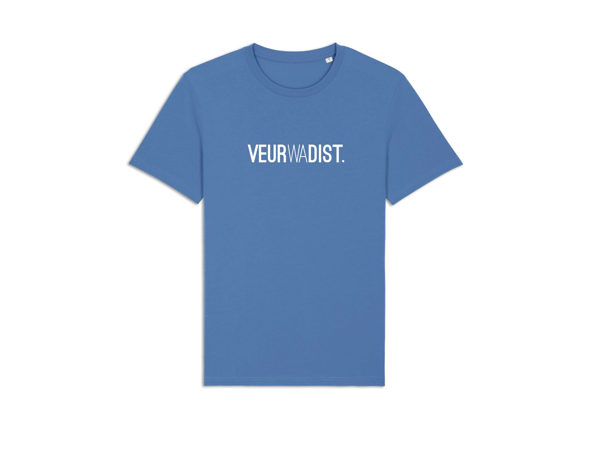 Lichtblauwe T-shirt met opdruk VEURWADIST.