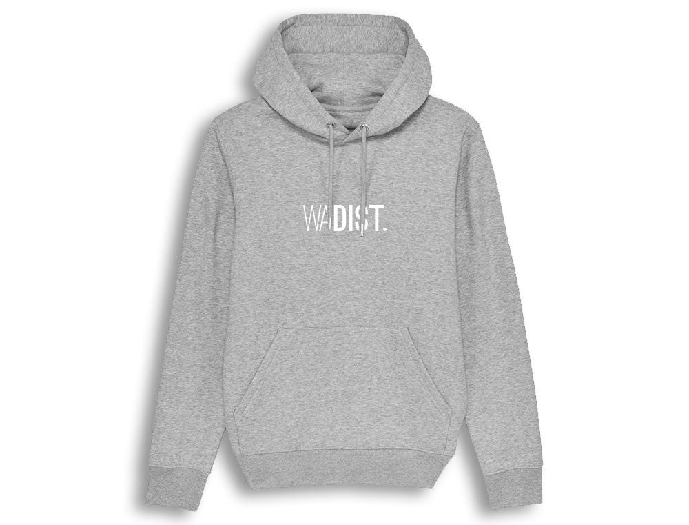 Grijze hoodie met opschrift WADIST.