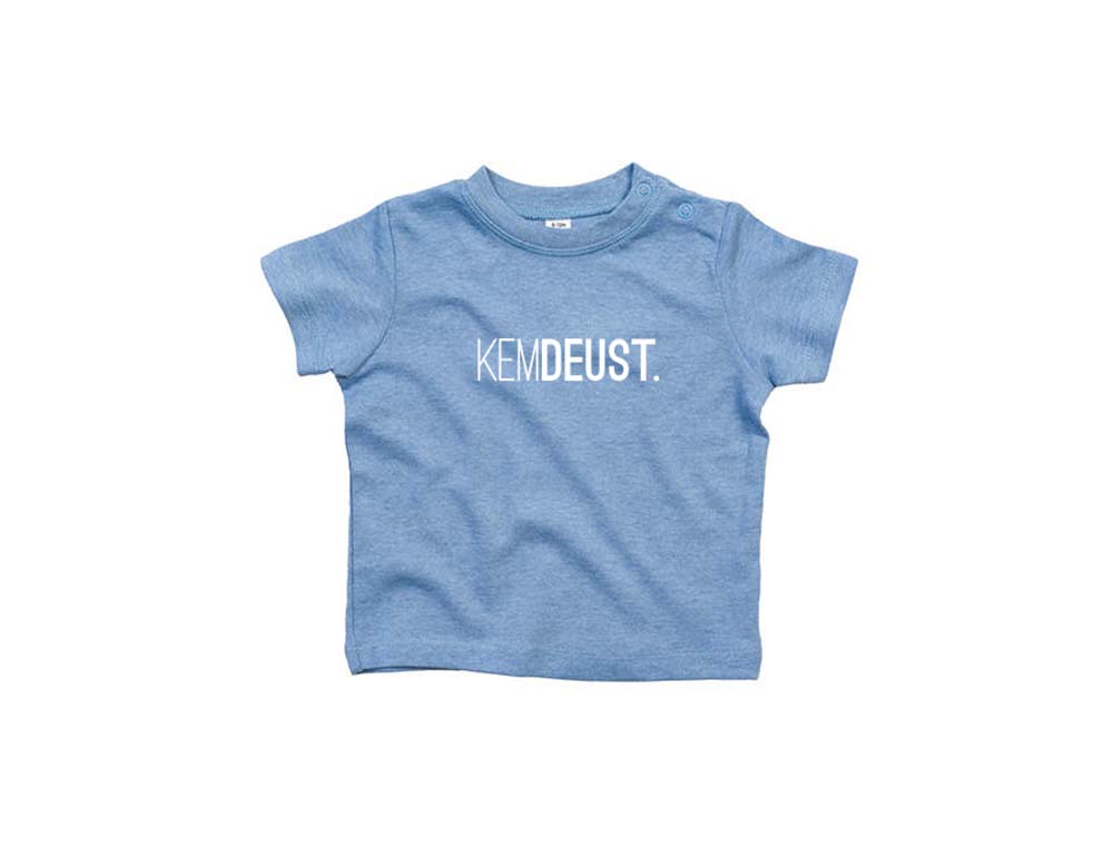 Blauwe T-shirt met opdruk KEMDEUST