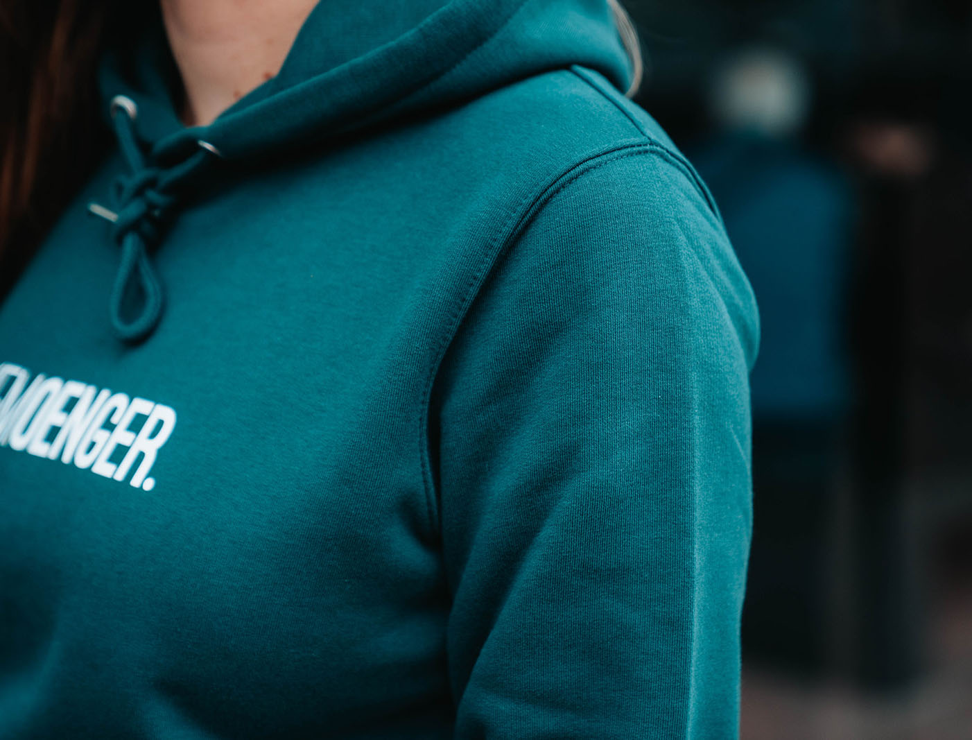 Close-up van een groene hoodie