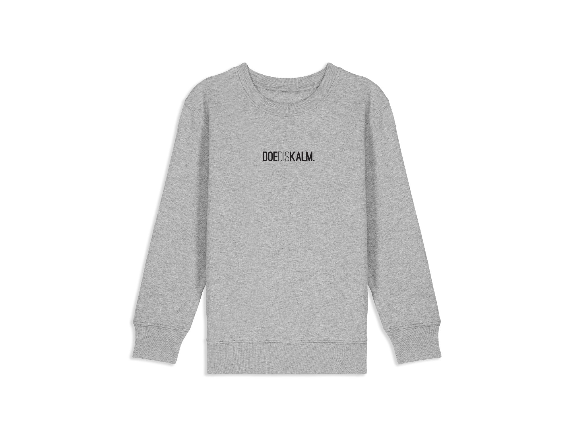 Grijze sweater met opdruk DOEDISKALM. voor kinderen