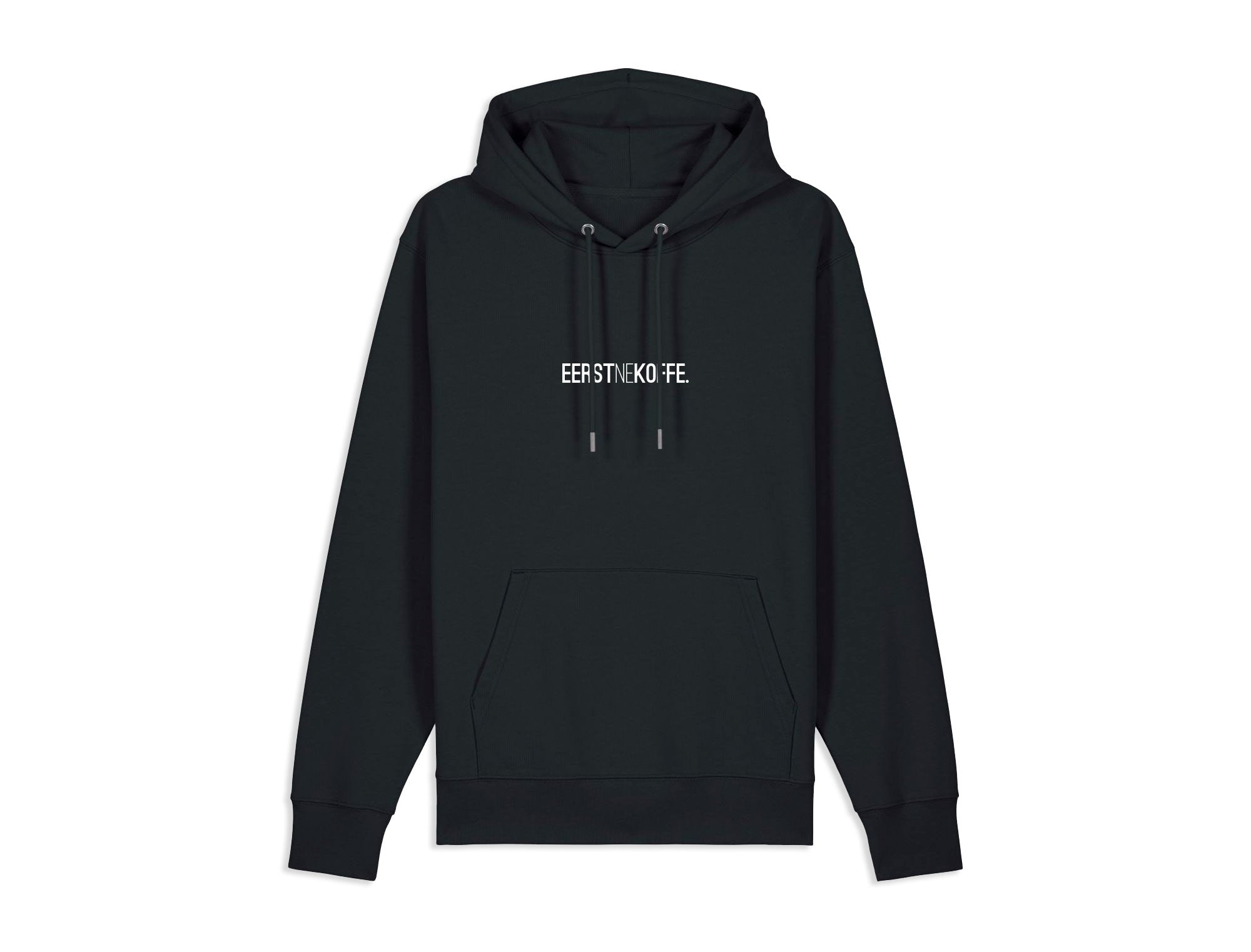 Zwarte hoodie met opdruk EERSTNEKOFFE.