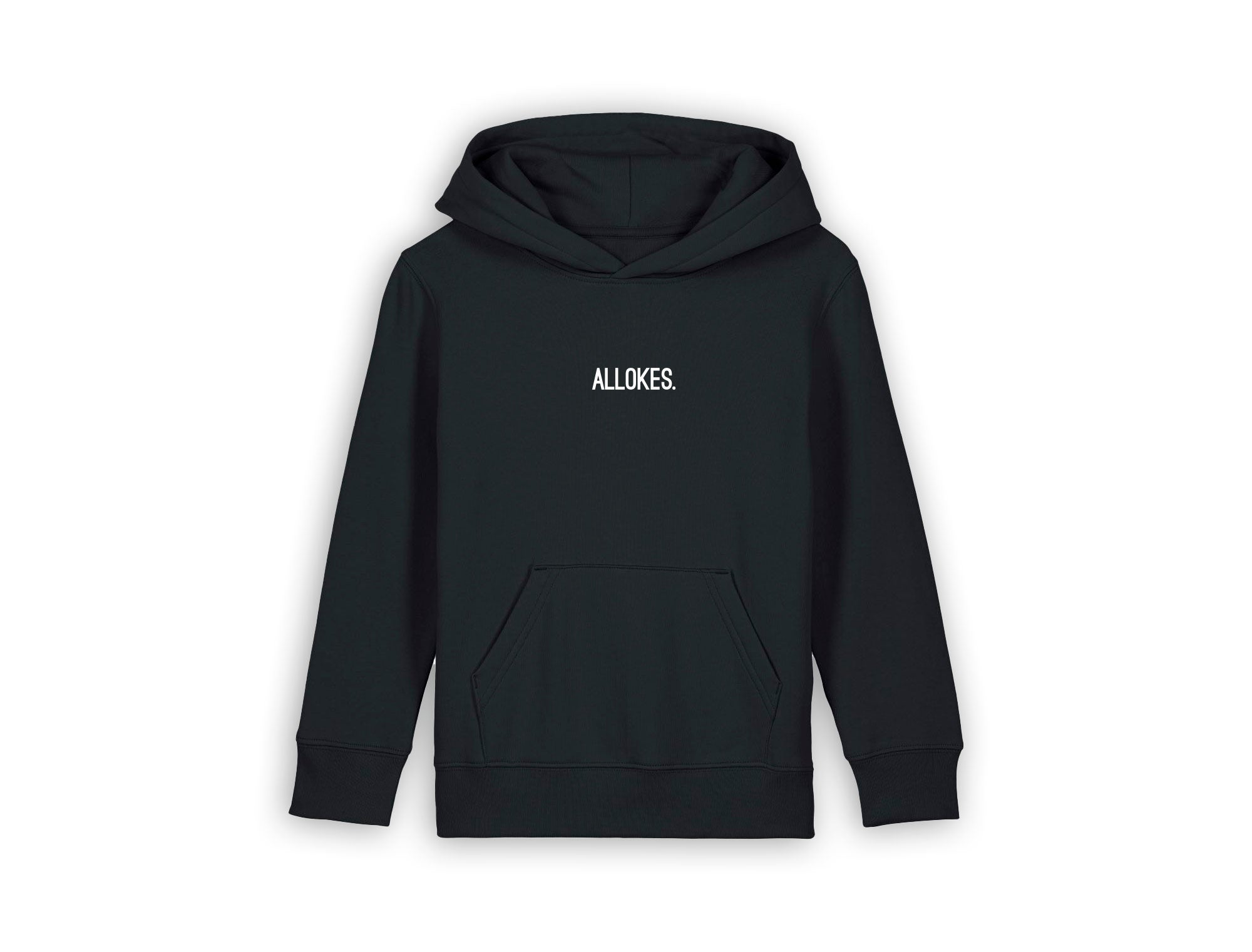 Zwarte hoodie voor kinderen met opdruk 'ALLOKES.'