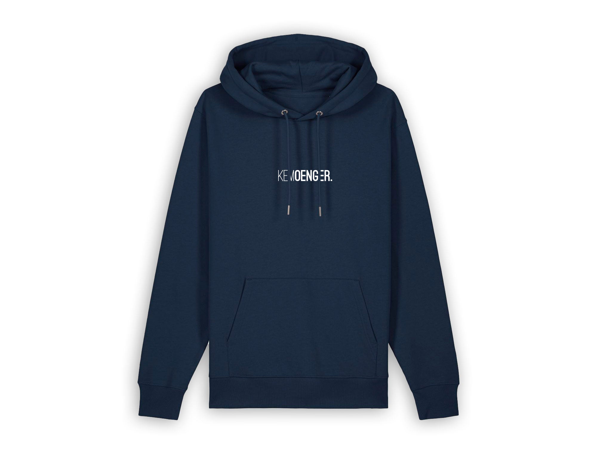 Donkerblauwe hoodie met opdruk KEMOENGER.