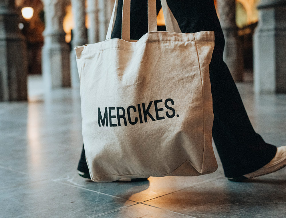 Totebag met opdruk MERCIKES.