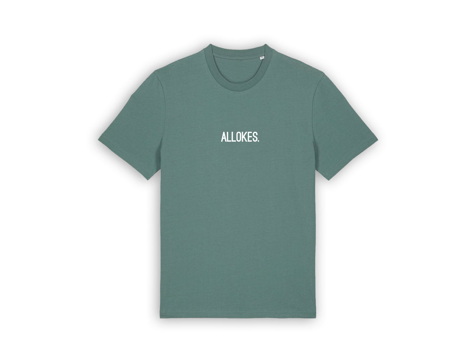 Groene T-shirt met opdruk ALLOKES.