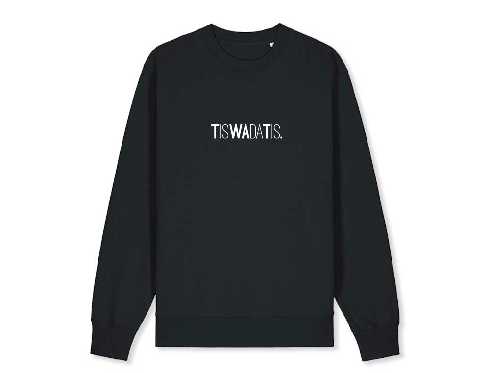 Zwarte sweater met opdruk TISWADATIS.