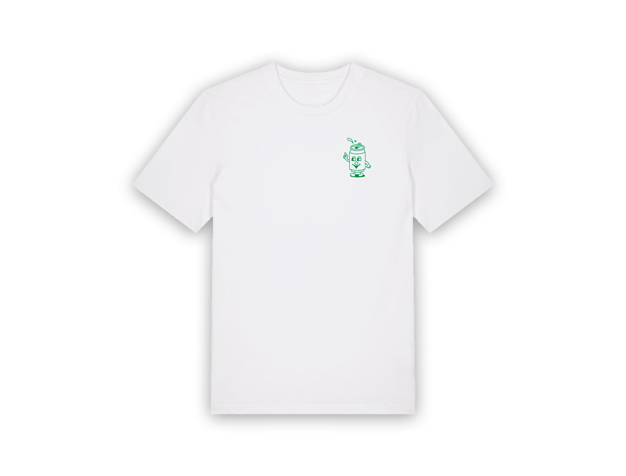 Witte T-shirt met een tekening van Jango Jim 'Ientje is gientje'.