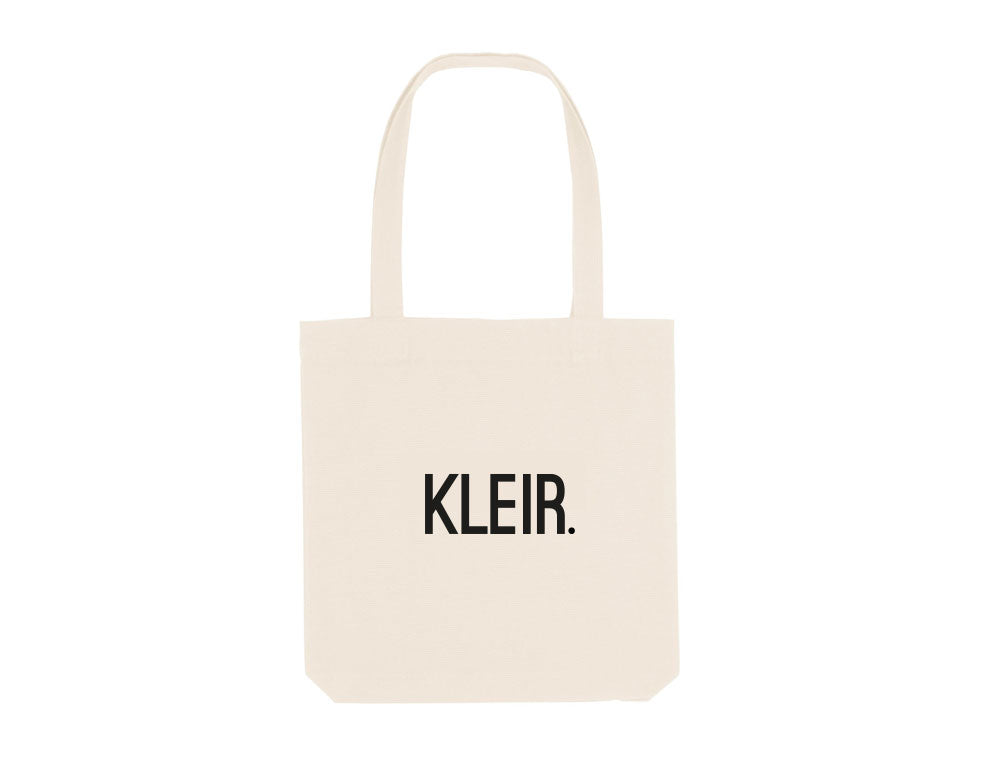 De andere kant van de totebag heeft het logo van KLEIR. als opdruk