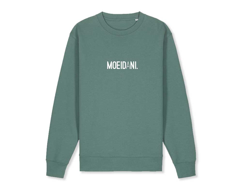 Groene unisex sweater met opdruk MOEIDANI.