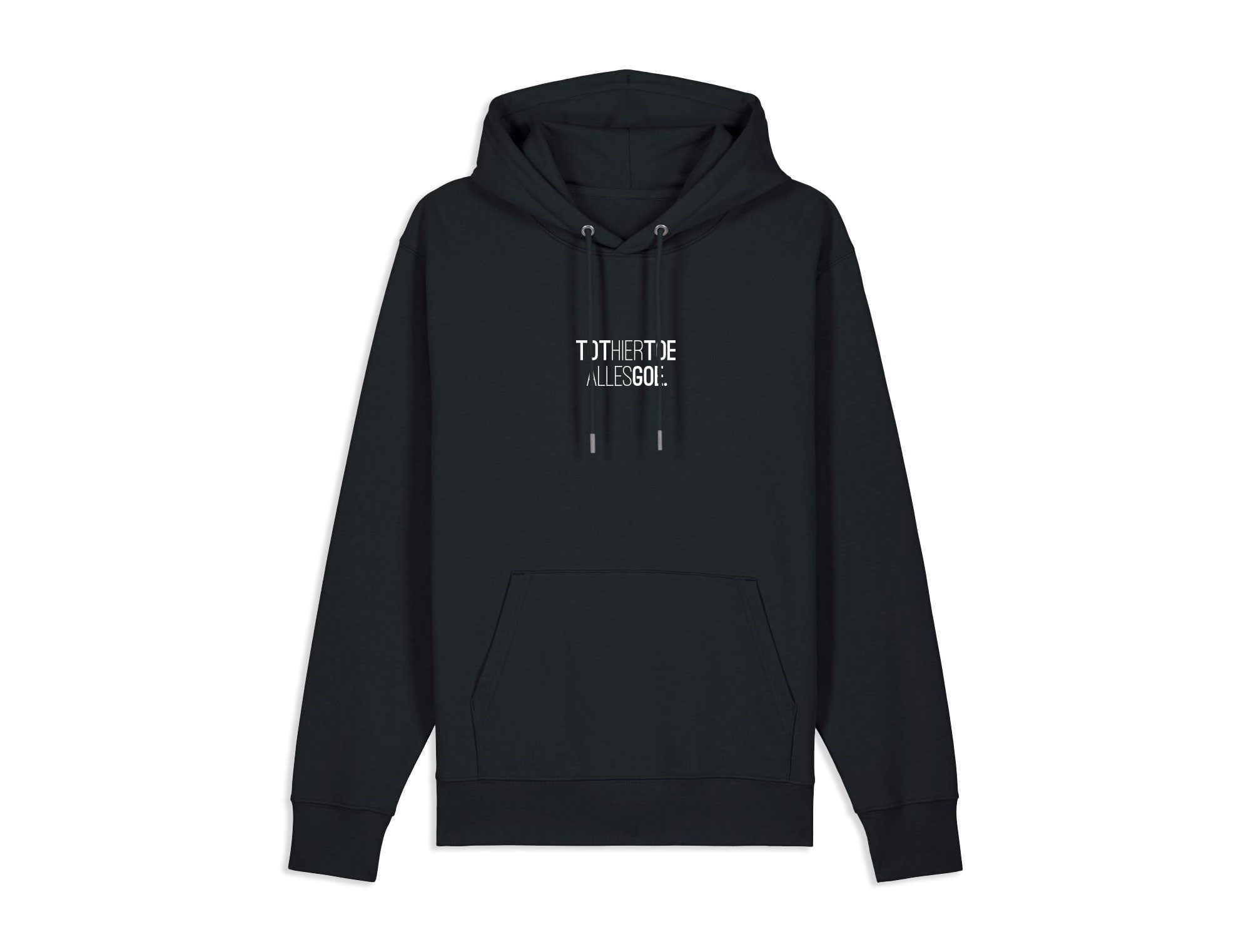 Zwarte hoodie met opdruk TOTHIERTOEALLESGOE.
