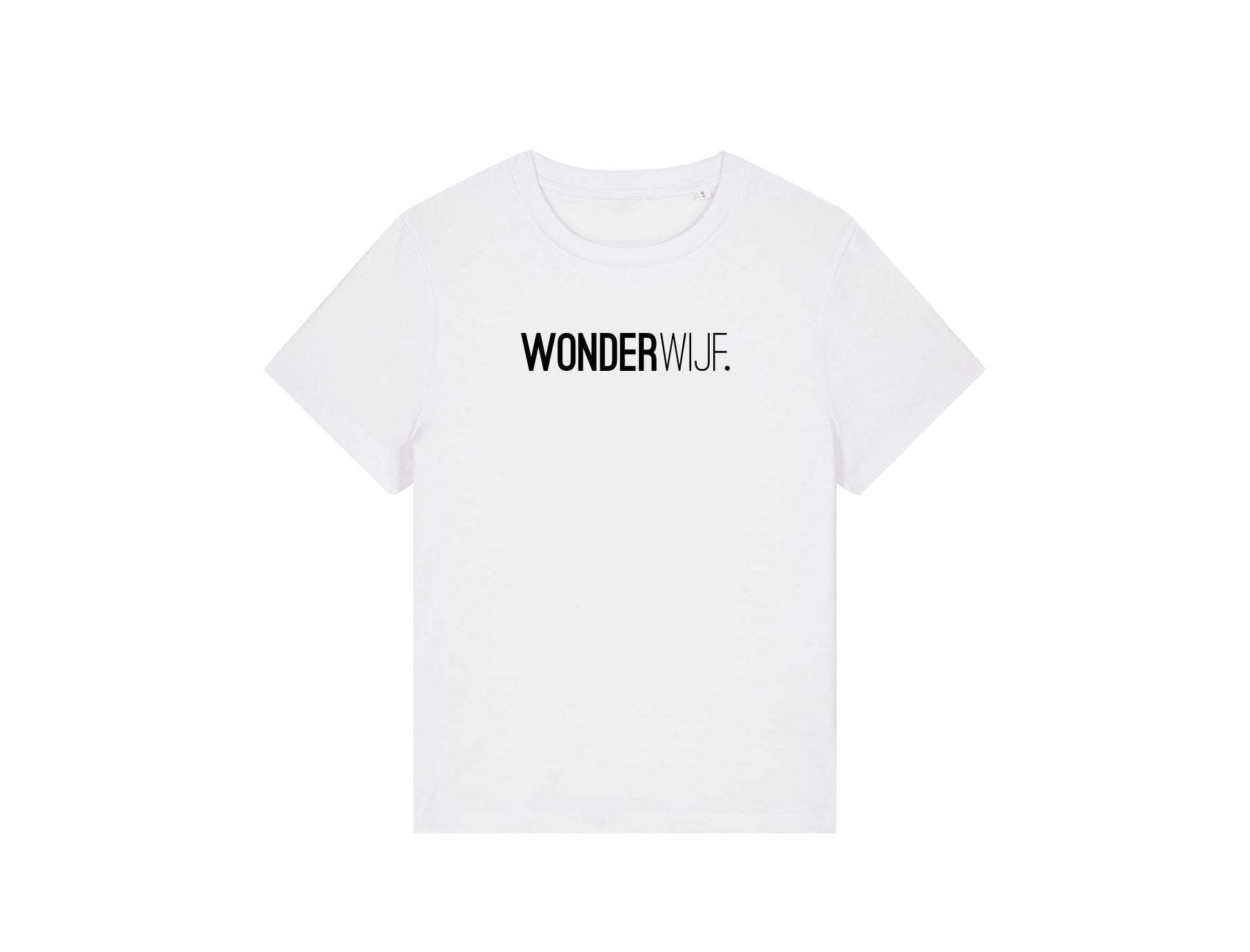 Witte T-shirt met opdruk WONDERWIJF.