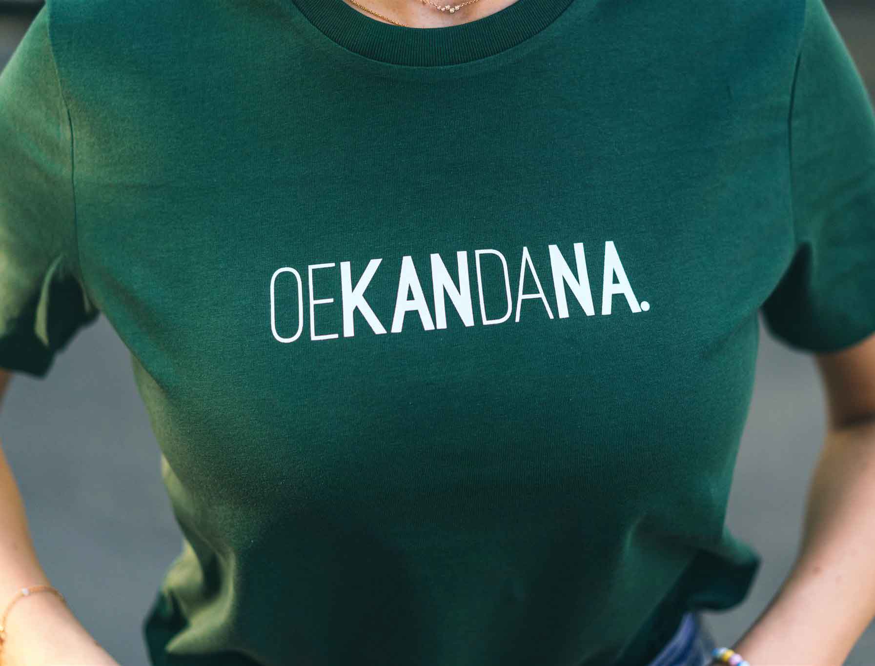 OEKANDANA. Groene unisex T-shirt voor volwassenen
