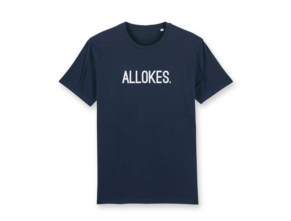 T-shirt ALLOKES. Donkerblauw volwassenen