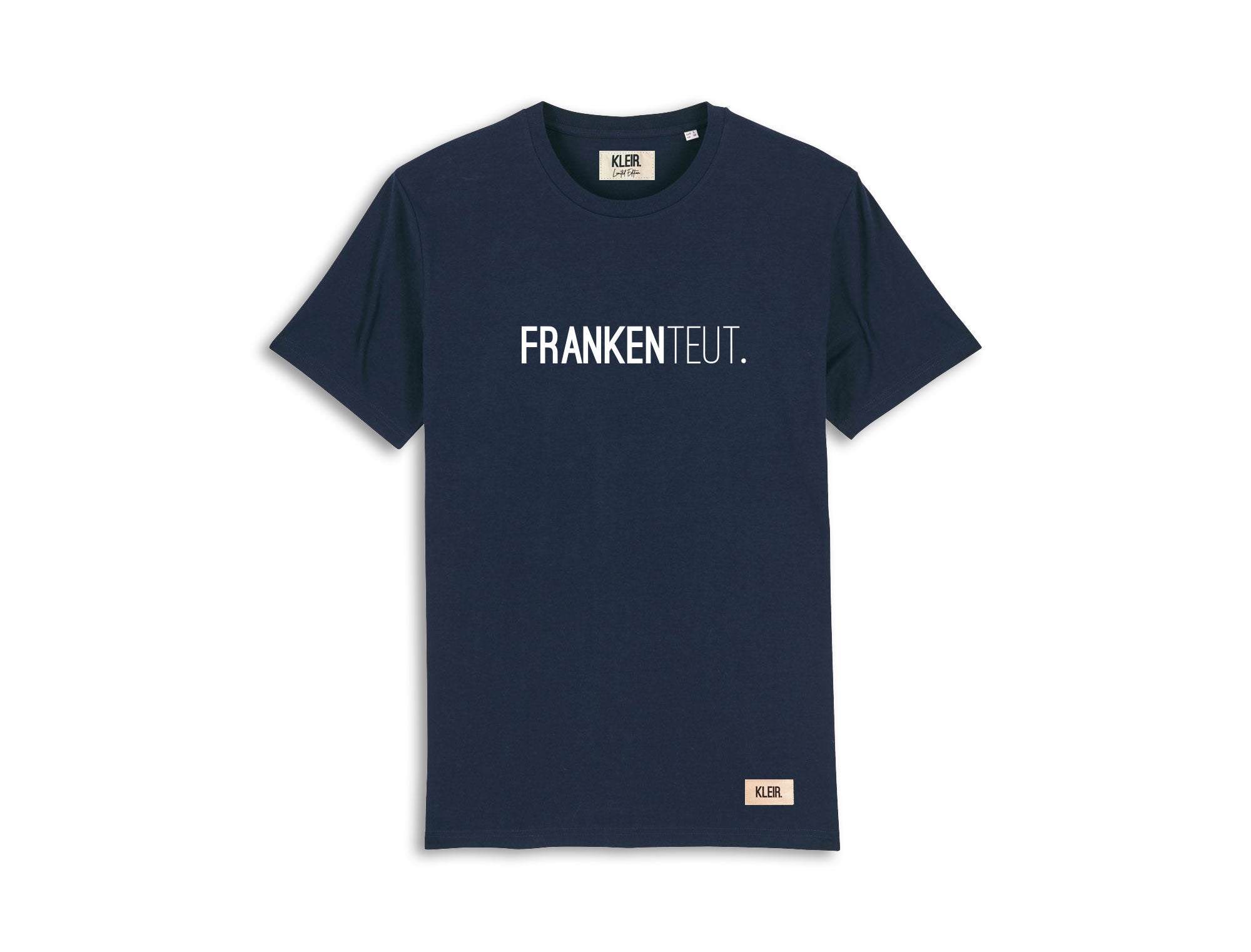 Donkerblauwe T-shirt met opdruk FRANKENTEUT.