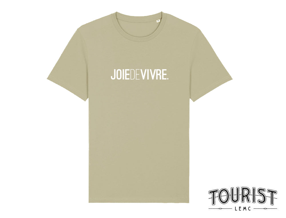 Sage T-shirt met opdruk JOIEDEVIVRE. - Collectie Tourist LeMC