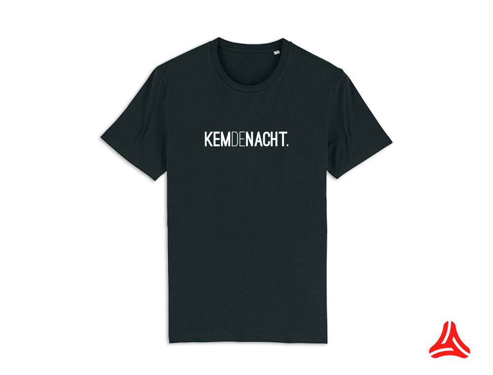 Zwarte T-shirt met opdruk KEMDENACHT.
