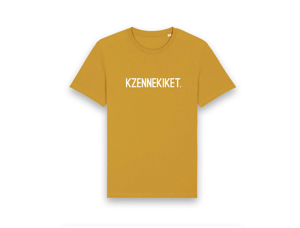 Okerkleurige T-shirt met opdruk KZENNEKIKET.