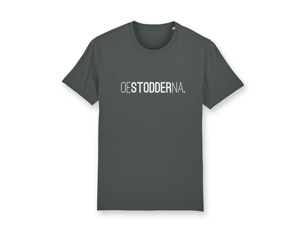 OESTODDERNA. Donkergrijze unisex T-shirt voor volwassenen