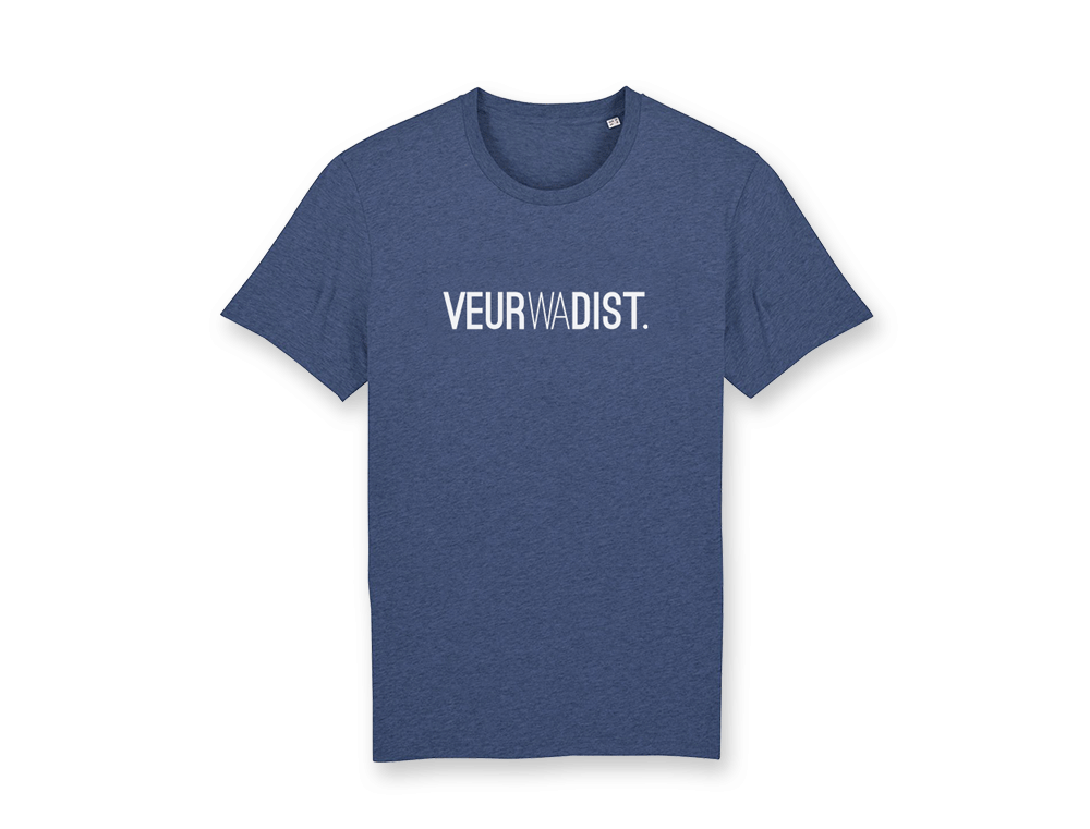 VEURWADIST. blauwe unisex T-shirt voor volwassenen van KLEIR.