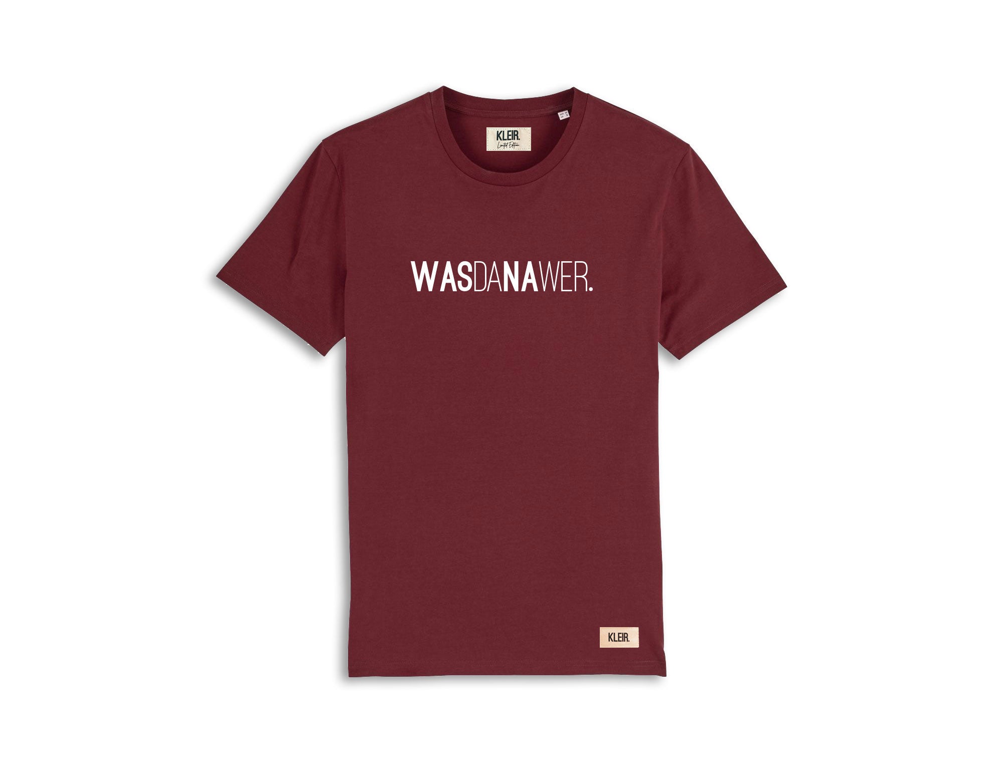 Bordeaux T-shirt met opdruk WASDANAWER.