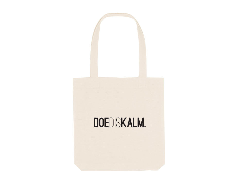 Natural totebag met opdruk DOEDISKALM.