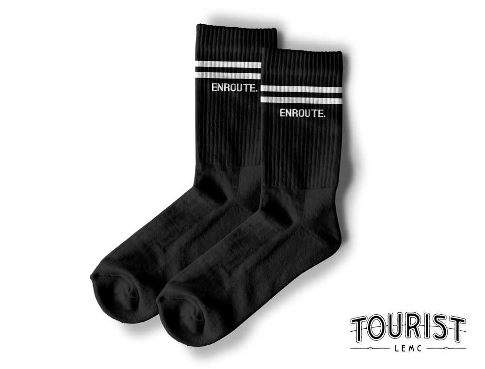 Zwarte sokken met opdruk ENROUTE.