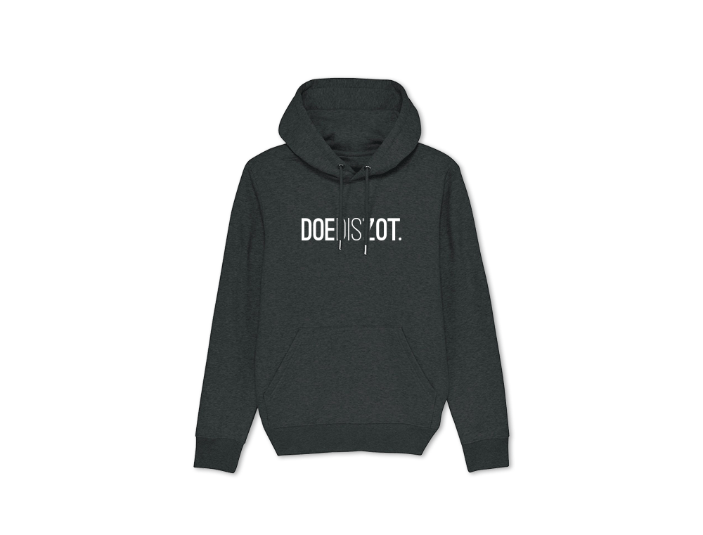 Grijze hoodie met opdruk DOEDISZOT.